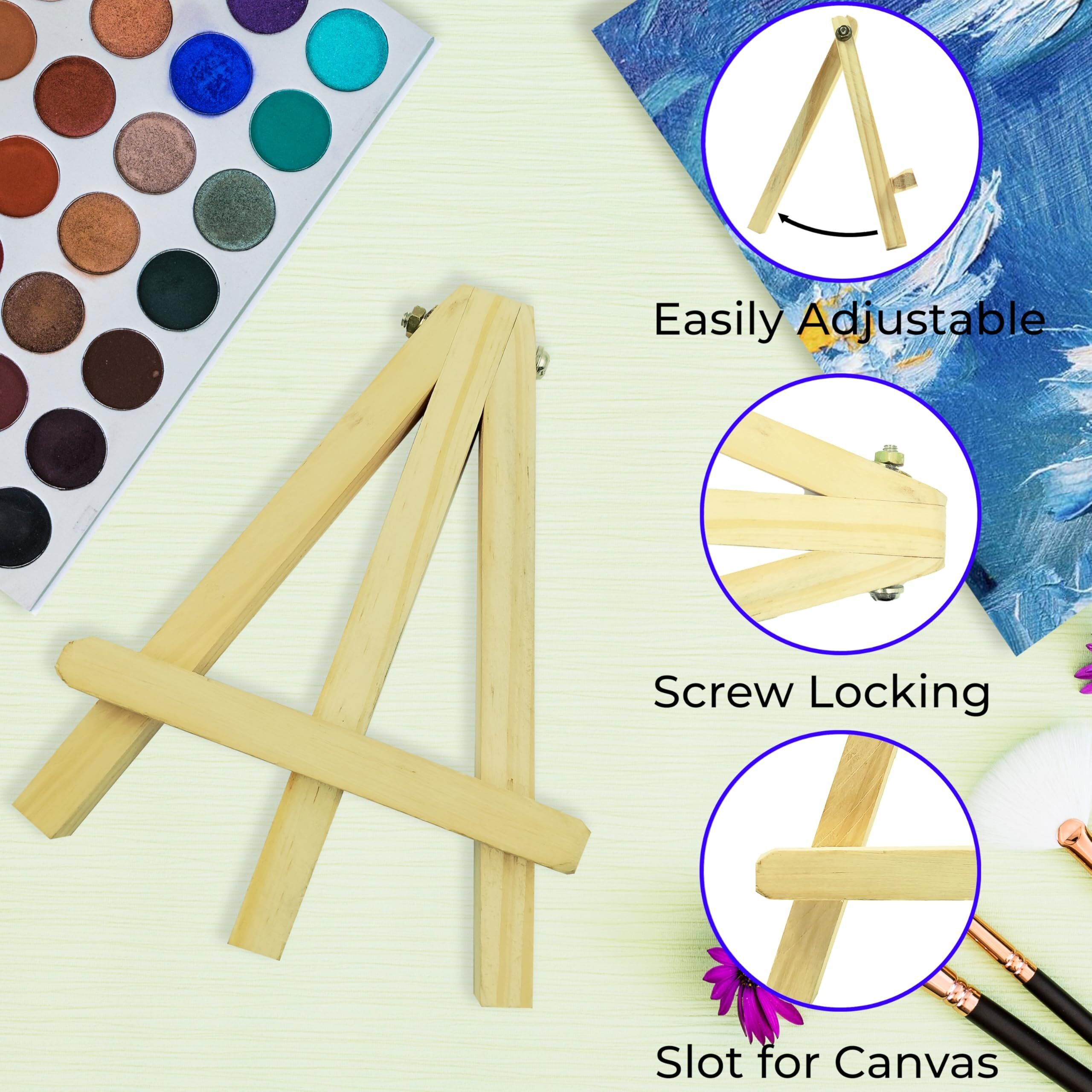 Eduway 6 Inch Mini Wooden Easel Tripod Stand for Sketch Accessories/Natural Craft/Art/Painting/Mini Canvas/Business Card/Display Pack of 2