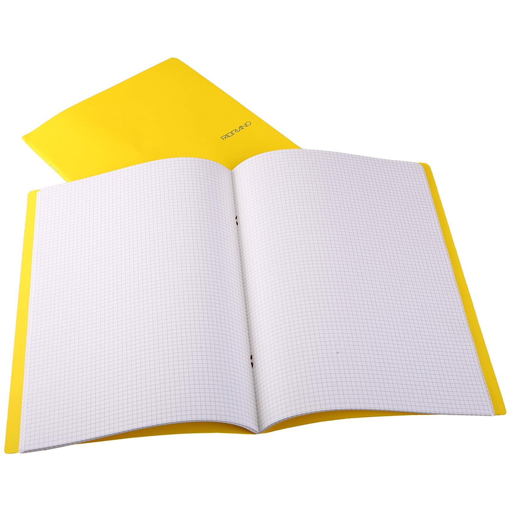 Fabriano Ecoqua A4 Staple Bound Graph 5MM Notebook Yellow (Pack of 2)