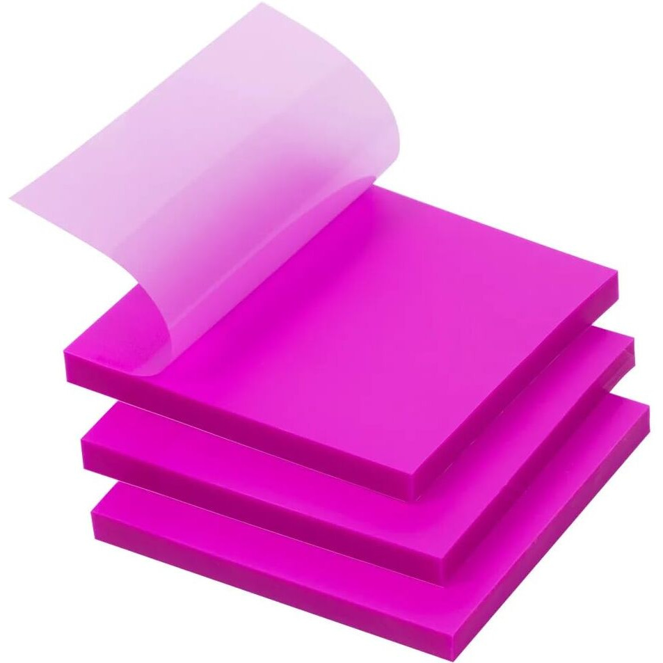 UCRAVO 50 Sheets Colored Transparent Sticky Notes Translucent Notes, Smooth Writing Quick Clear Waterproof Self-Sticky Notes, Through Sticky Notes, Aesthetic Office School Supplies(1 pad)(Purple)