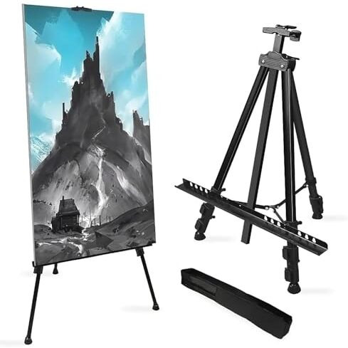GLUN Portable Lightweight Tripod Easel for Professional Artists - Adjustable Height, Portable Folding Design, and Sturdy Support for Painting, Sketching, and Displaying Your Artwork Pack of 1