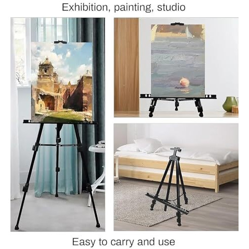GLUN Portable Lightweight Tripod Easel for Professional Artists - Adjustable Height, Portable Folding Design, and Sturdy Support for Painting, Sketching, and Displaying Your Artwork Pack of 1