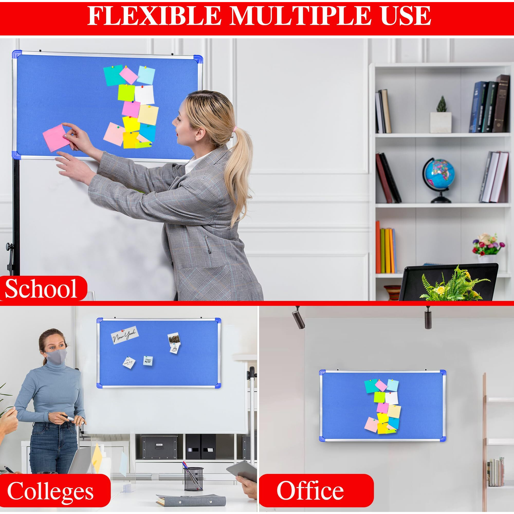 True Flair Notice Board, Premium Pin Up Bulletin Board for Office, Home, School (16 inch by 24 inch (40 cm by 60 cm))
