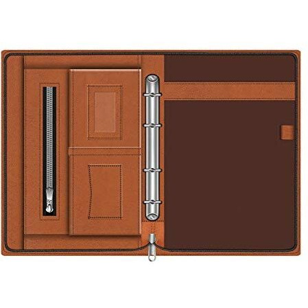 FEDUS Multipurpose Mens & Womens Leatherette Professional File Folders for Certificates, Documents Holder, Document Bag, Portfolio, Executive File Legal Size Documents Holder with 25 Leafs Brown