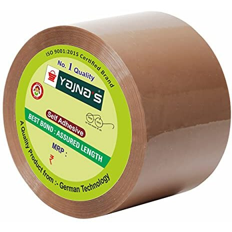 YAJNAS Brown Packaging Tape Rolls, 48mm x 35M, Pack of 10, Strong, Self-Adhering, Ideal for Cardboard Boxes, Shipping, Storage