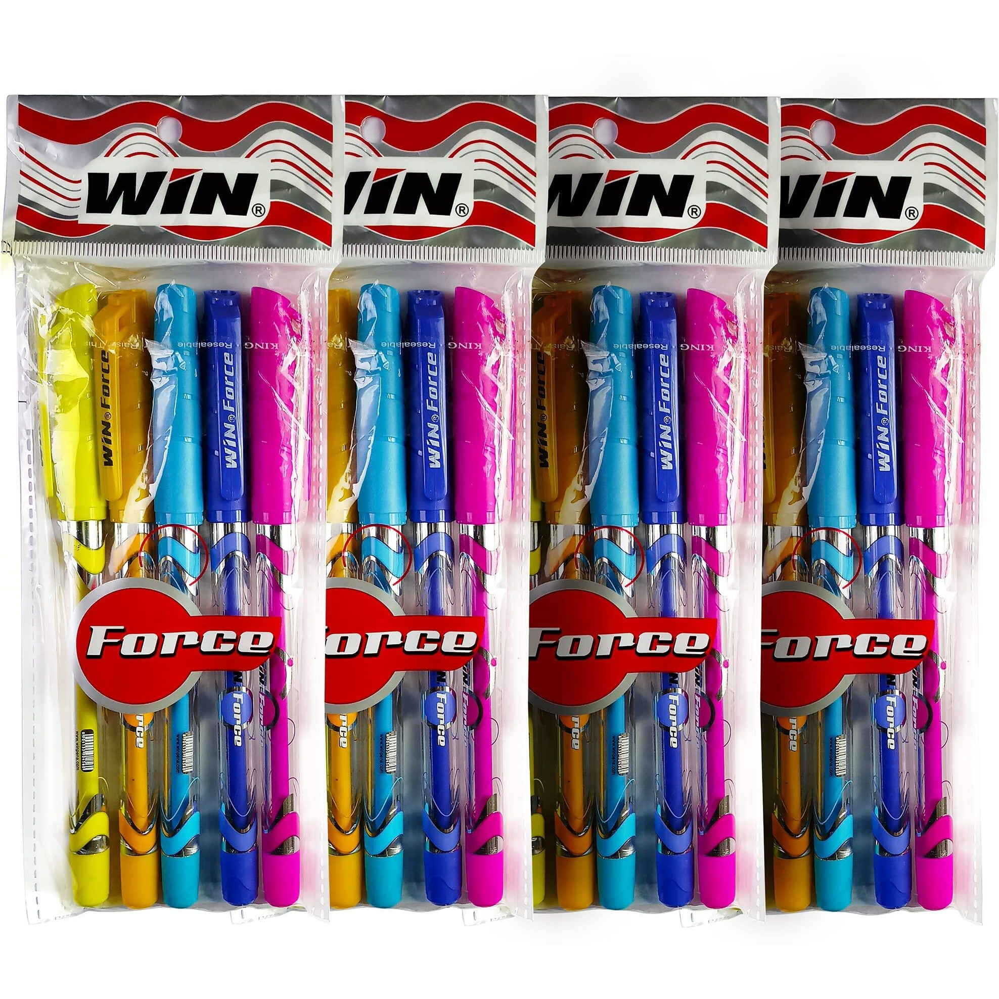 WIN Force Ball Pens Set | 20 Blue Ink Pens | Pens for Writing | 0.7 mm Tip | Smooth Flow Of Ink | Lightweight Transparent Body | Coloured Pens Set | Pens for Students & Exams
