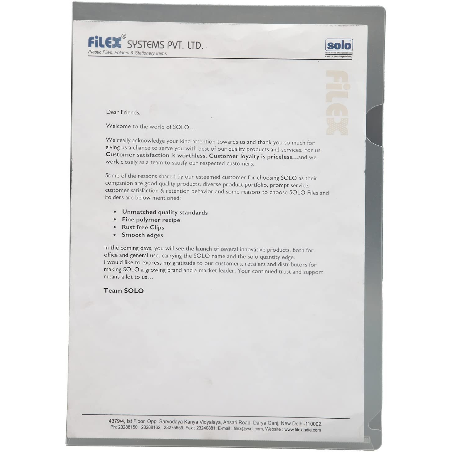 Solo A4 Clear Holder, Pack of 10 - Durable Extra Large Size Sheet Protectors Sleeves, Heavy-Duty Transparent Document Storage Organizer Suitable for Paper, Certificates, School & Offices (White)