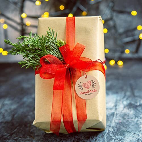 Clickedin - 50 Pieces &quotHandmade with Love" Tags, Brown Craft Tags for Best for Order Packaging,