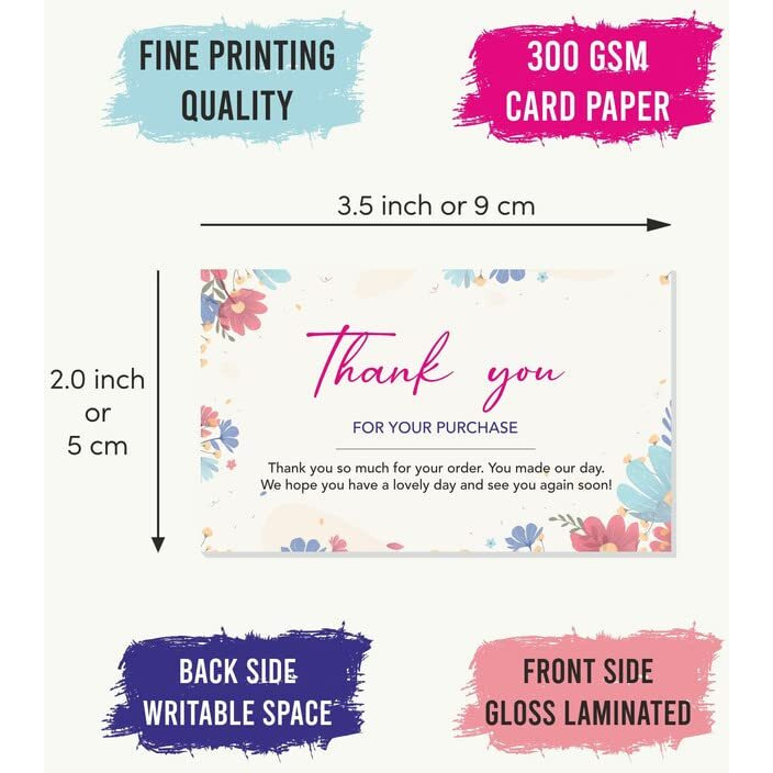 ESCAPER Luxury Thank You Cards for Business - Set of 50 Cards (3.5 x 2 inches) for Returns, Ratings, Gifts, and Business Reviews - Show Your Appreciation in Style.