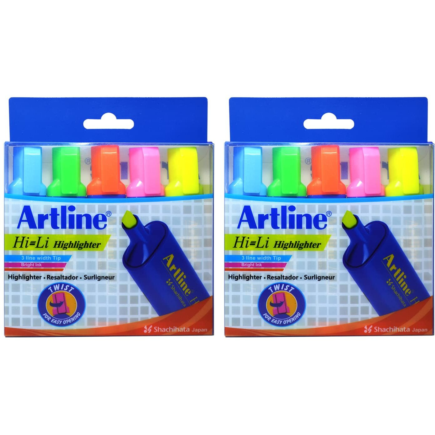 Artline Supreme Hi-Li 1.0-4.0mm 5 Shades Highlighter | Water & Fade Resistant | Acid Free | Quick Drying | Easily Applicable Highlighters | School & Office Stationery | Pack of 2