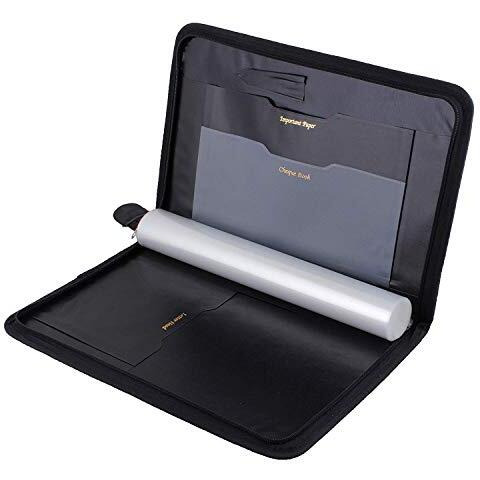 Eclet Size Document File Folder Certificates, Legal Paper Holder PU Leatherette Material Professional Waterproof Chain File Office File with 20 Leafs Mix Brown (Pack of 2)
