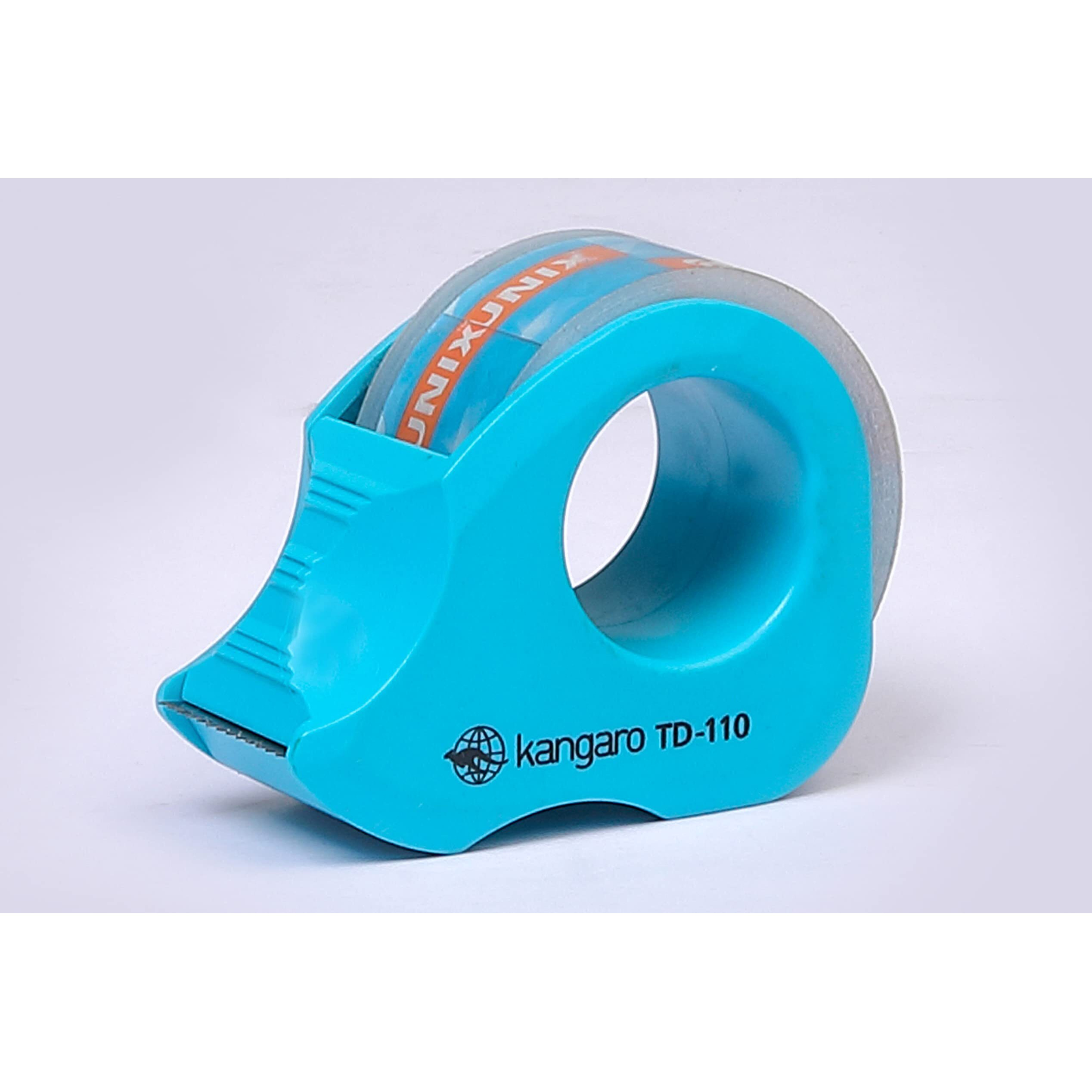 Kangaro Desk Essentials CC-110 Crystal Clear Tape Dispenser Blister | Handy & Smart | Strong Adhesion & Easy to Refill | Tape Included | Pack of 4 | Color May Vary