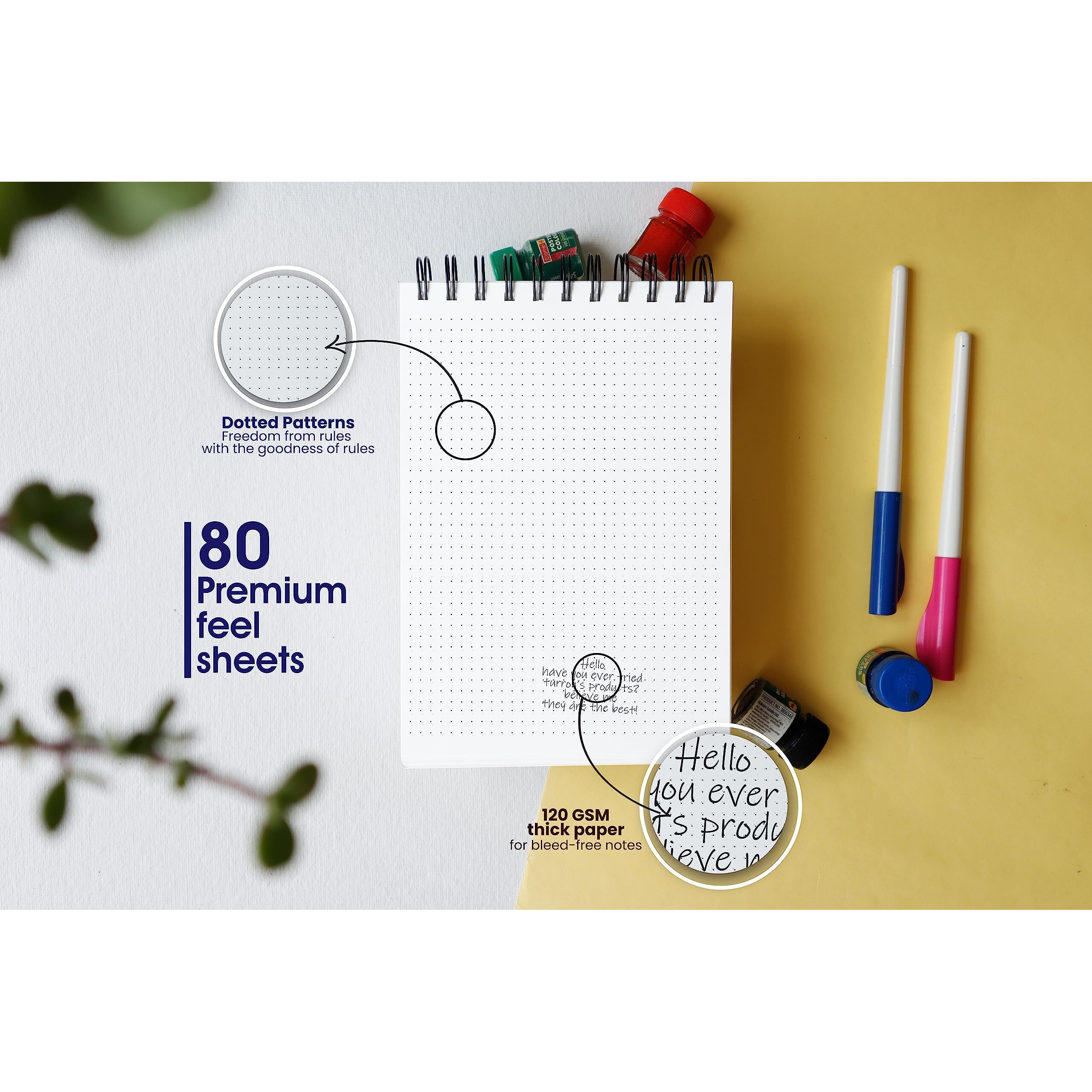 Turron All-Purpose A5 Notepad - Use as Notebook, Bullet Journal or Sketchbook - Premium Thick 120 GSM Sheets - Dotted Pattern - Wire-o Bound