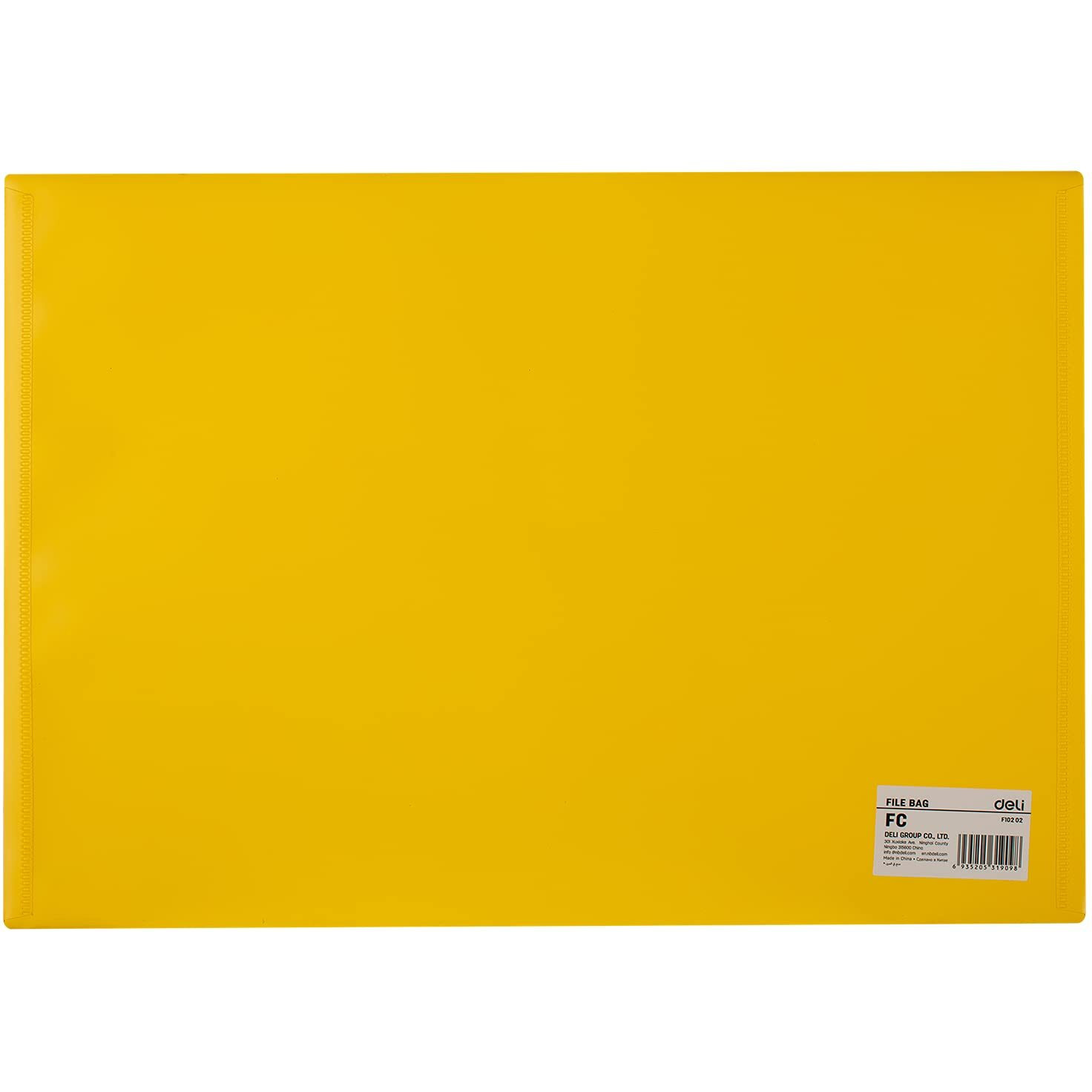 Deli WF10202 FC File Bag, Document File Folder, Transparent Envelope Holder Storage Case, Snap Button Organizer, Envelope Folder for Full Scape Papers, Stationery, FC Sized, Yellow, Pack of 6
