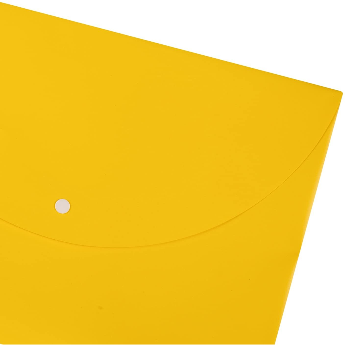 Deli WF10202 FC File Bag, Document File Folder, Transparent Envelope Holder Storage Case, Snap Button Organizer, Envelope Folder for Full Scape Papers, Stationery, FC Sized, Yellow, Pack of 6