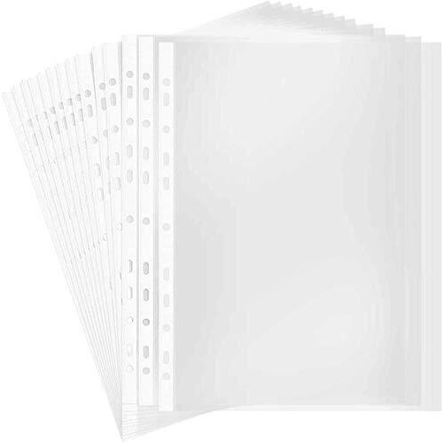 WHNOATOC (20 Pack) 300 Micron Sheet Protectors,Heavyweight Non-Glare,Plastic Clear Folder Leafs Document Sleeves,Reinforced 11-Hole, Acid-Free, Archival Safe for Documents and Photos (A-4 Size)