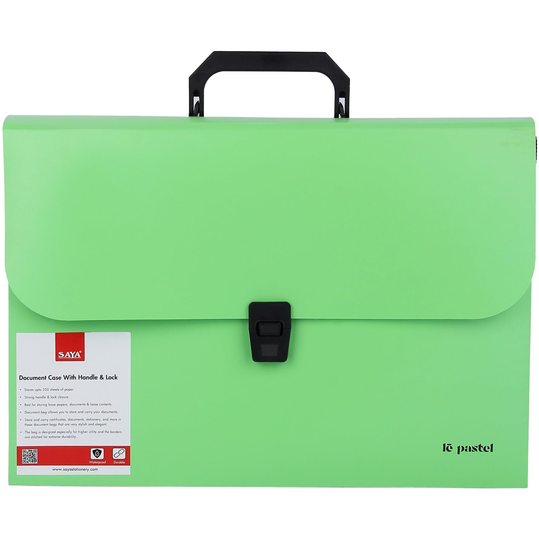 SAYA Pack of 1 Document Case with Handle & Lock FS Green