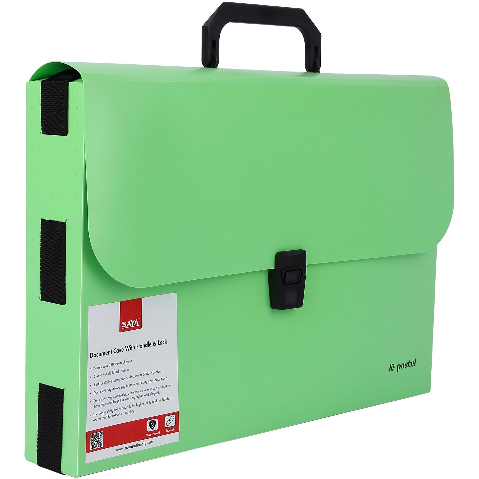 SAYA Pack of 1 Document Case with Handle & Lock FS Green