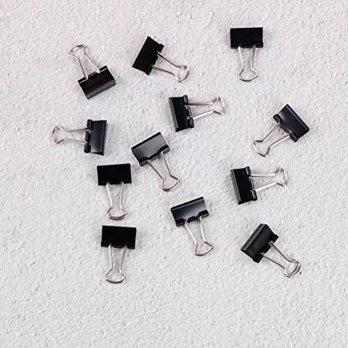 GLUN Papers Binder Clips Black 15mm, Stationery Binding Supplies for Loose Papers, Files, DIY, Office and School Use Pack of 72 Peices
