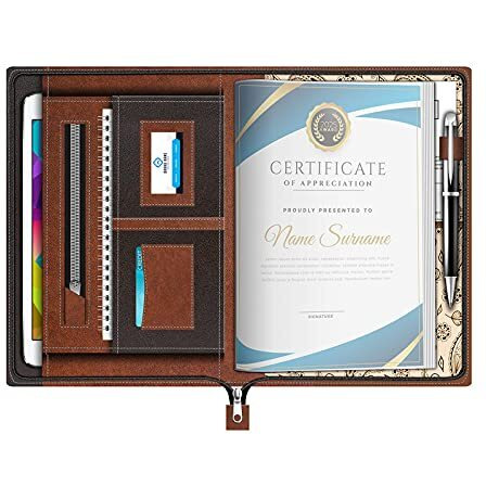 WHNOATOC Multipurpose Leatherette Professional File Folders for Certificates, Document Bag, Portfolio, Executive File,Documents Holder,Legal Size Documents Holder with 20 Leafs for Men and Women