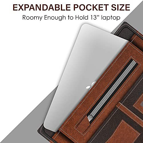 WHNOATOC Multipurpose Leatherette Professional File Folders for Certificates, Document Bag, Portfolio, Executive File,Documents Holder,Legal Size Documents Holder with 20 Leafs for Men and Women