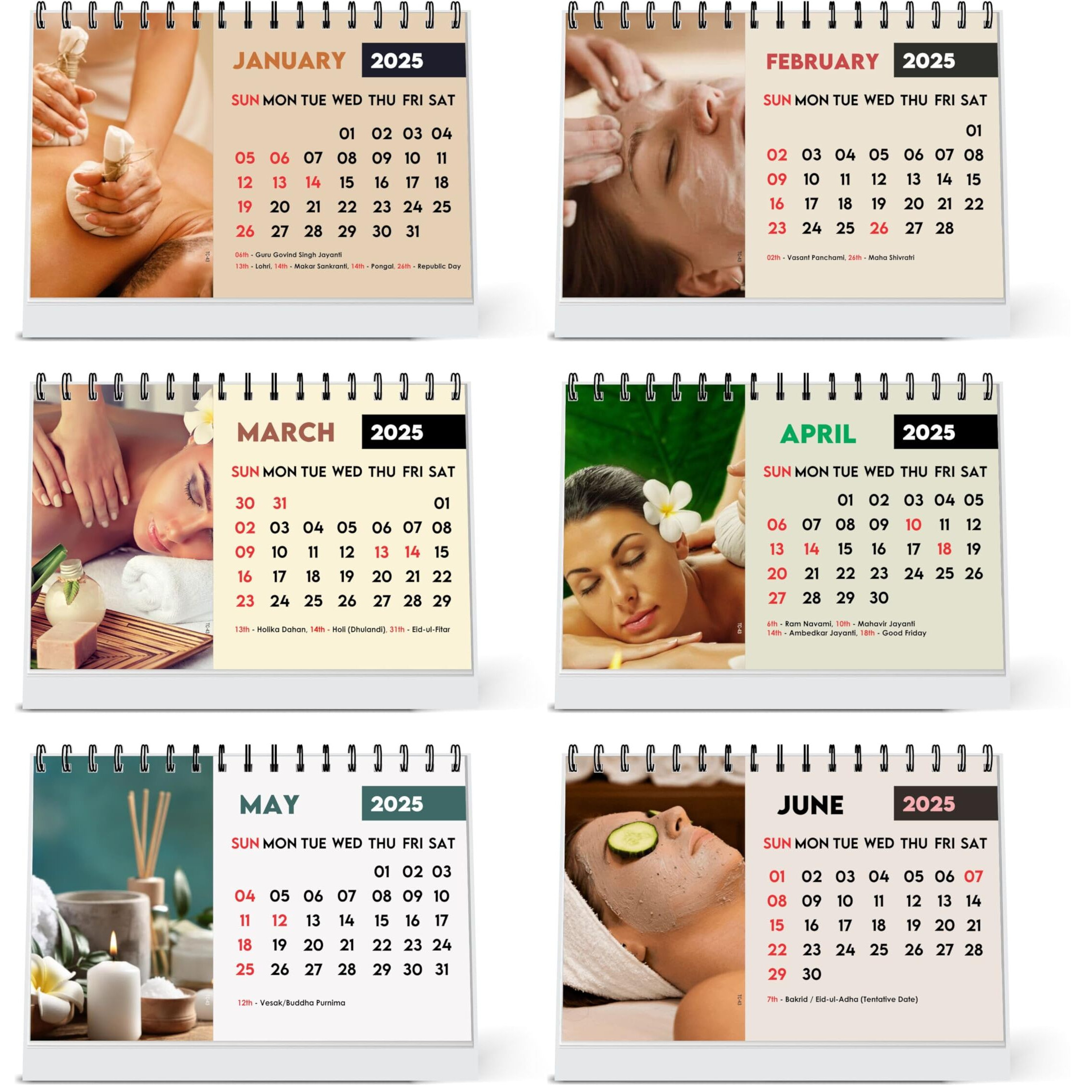 ESCAPER Body Spa Calendar 2025 Desk, Body Massage Calendar 2025, Thai Spa Calendar 2025, Thai Massage Calendar 2025, Body Spa Photo Calendar, New Year Gift 2025, Spa Photoshoot Calendar