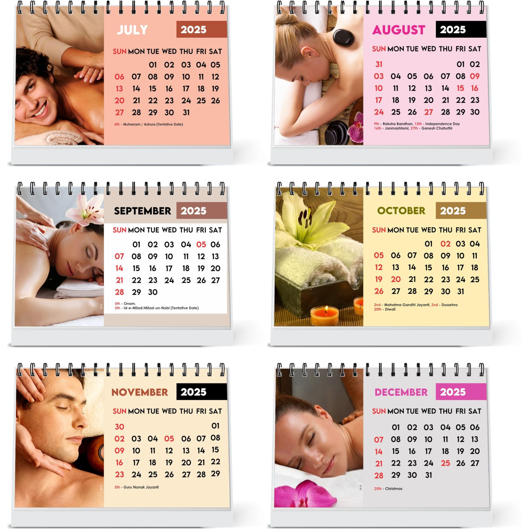 ESCAPER Body Spa Calendar 2025 Desk, Body Massage Calendar 2025, Thai Spa Calendar 2025, Thai Massage Calendar 2025, Body Spa Photo Calendar, New Year Gift 2025, Spa Photoshoot Calendar