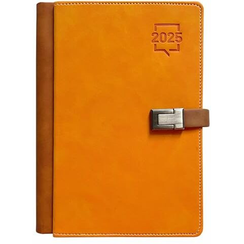 Anupam Fly 2025 Diary with Dates - A5 21x14cm Daily Planner with Monthly Calendar, 365 Days, Canvas Textured Smooth and Linen PU Material Cover, Metallic Magnetic Closure and Pen Holder, Yellow