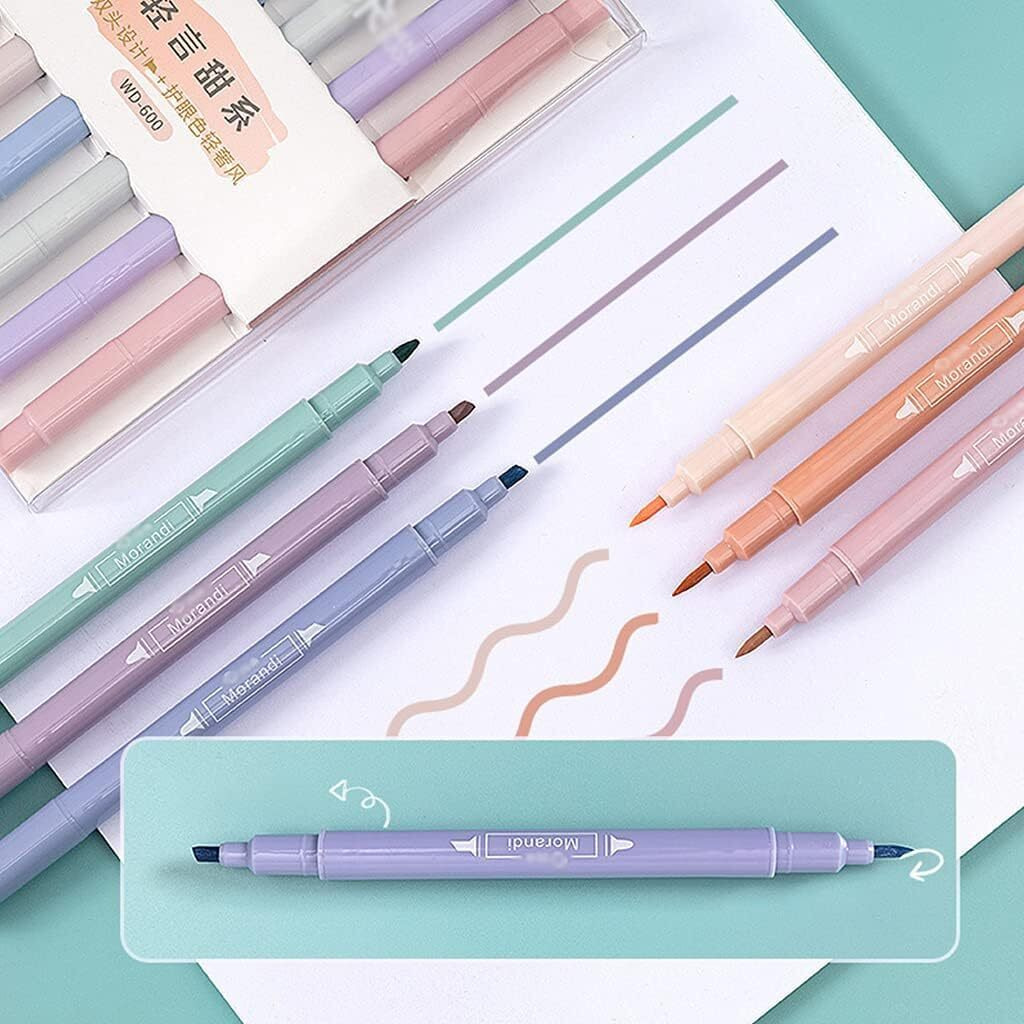 SHUTTLE ART 6 pcs Cute Double Tip Highlighter, Cream Soft Highlighter Set, Chisel Tip and Bullet Tip, No Ink Bleed Fast Drying, for Bible Study Office School Highlighting Markers