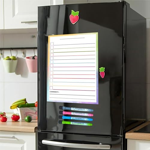 GLUN Magnetic to Do List Planner Size 23x30cm for Metal Surface, Fridge, Almira and Wardrobe with 4 Pieces of Multicolour Markers, Dry Erase Planning Magnetic Sheet Pack of 1