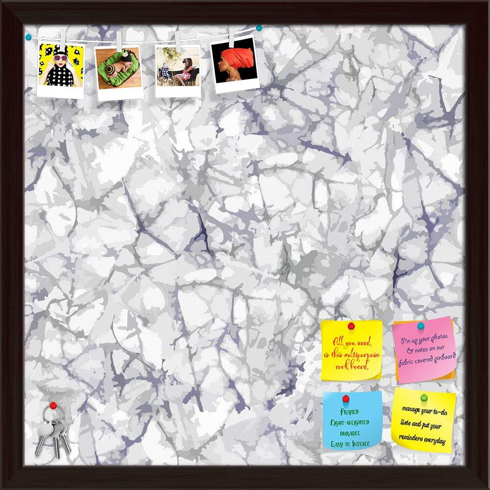 ArtzFolio Bright Monochrome | Bulletin Board Notice Pin Board | Vision Soft Board Combo with Thumb Push Pins & Sticky Notes | Dark Brown Frame | 12 x 12 inch (30 x 30 cms)