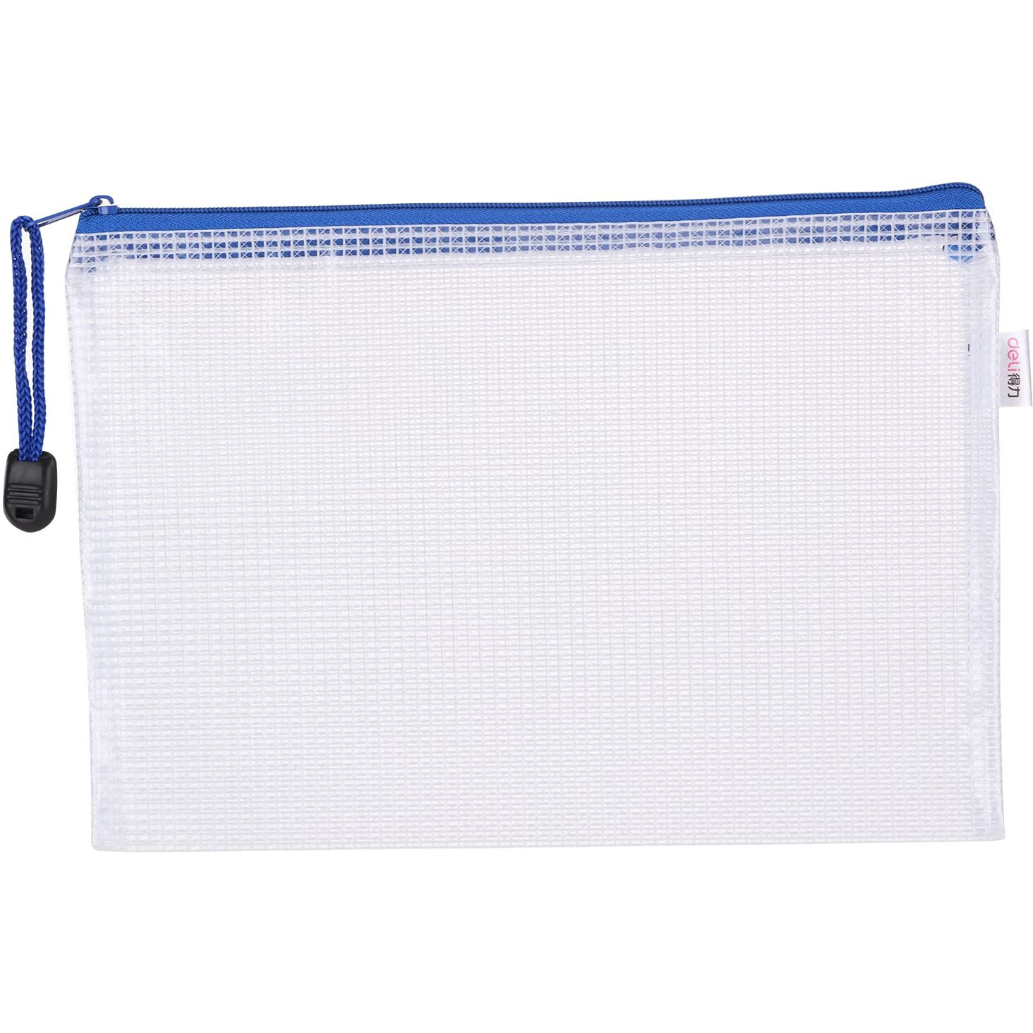 Deli W5656 Transparent Zippered Stationary Case Pouch, Assorted Color, Pack of 10, Size A5