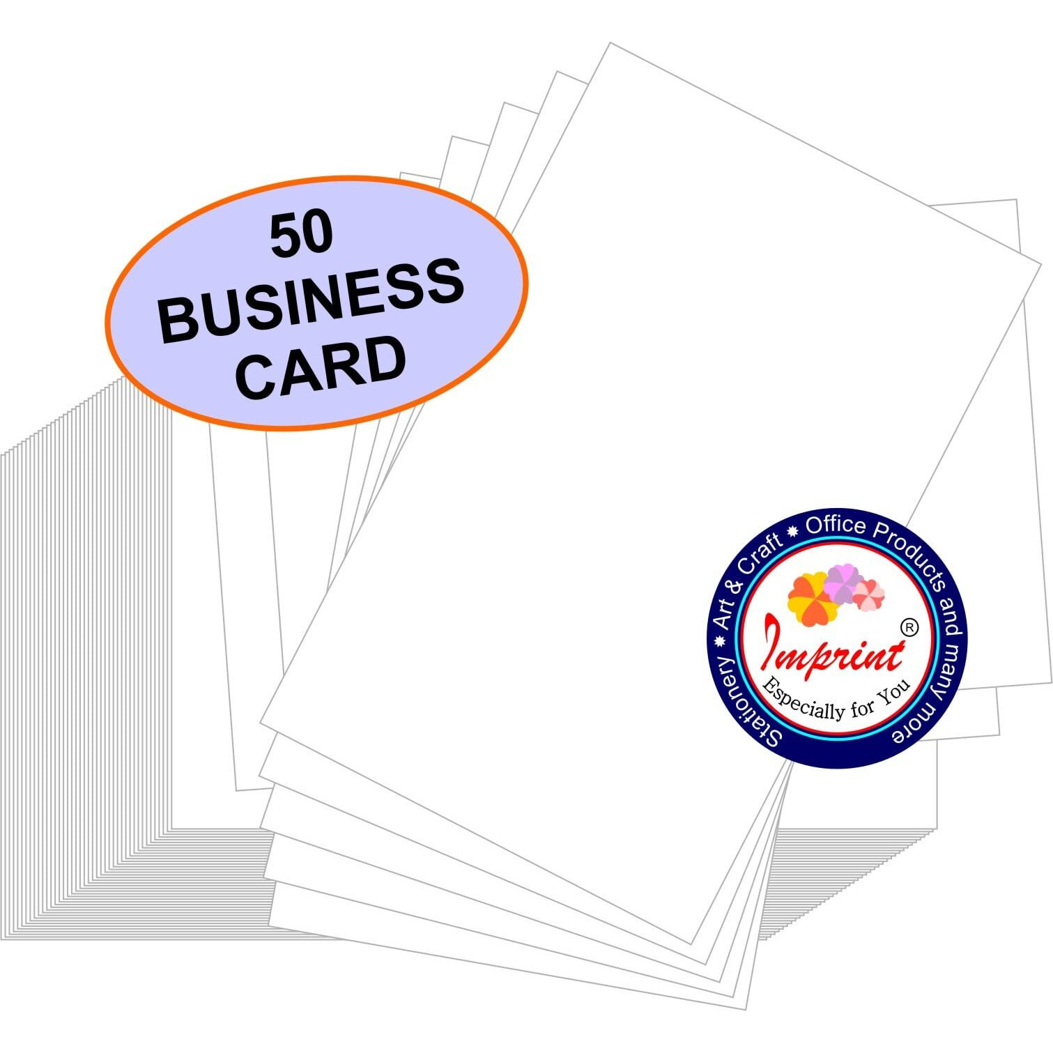 IMPRINT Blank Card Paper Business Cards | Blank cards for Home & Office use | 2x3.5 Inch | White | 50 Cards