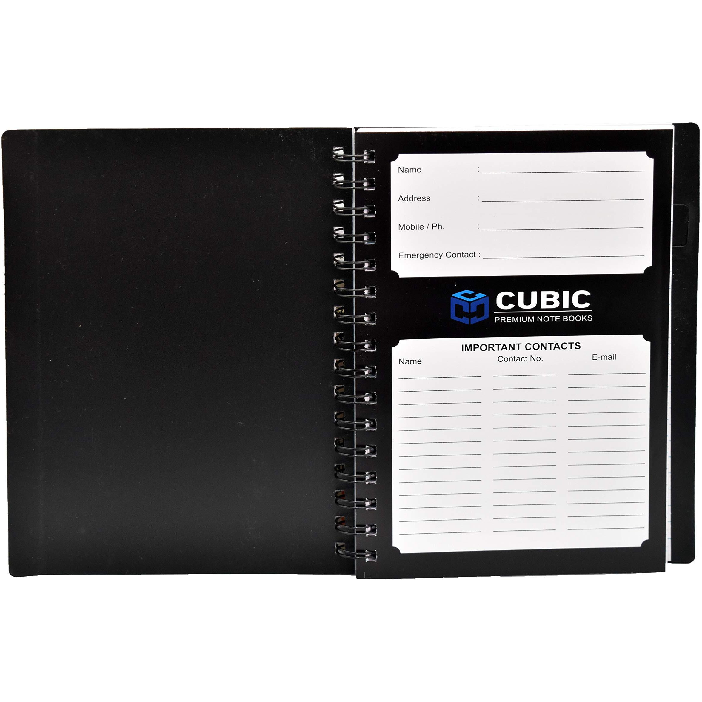 Cubic A5 Size Wiro Notebook, 160 Pages (Black)