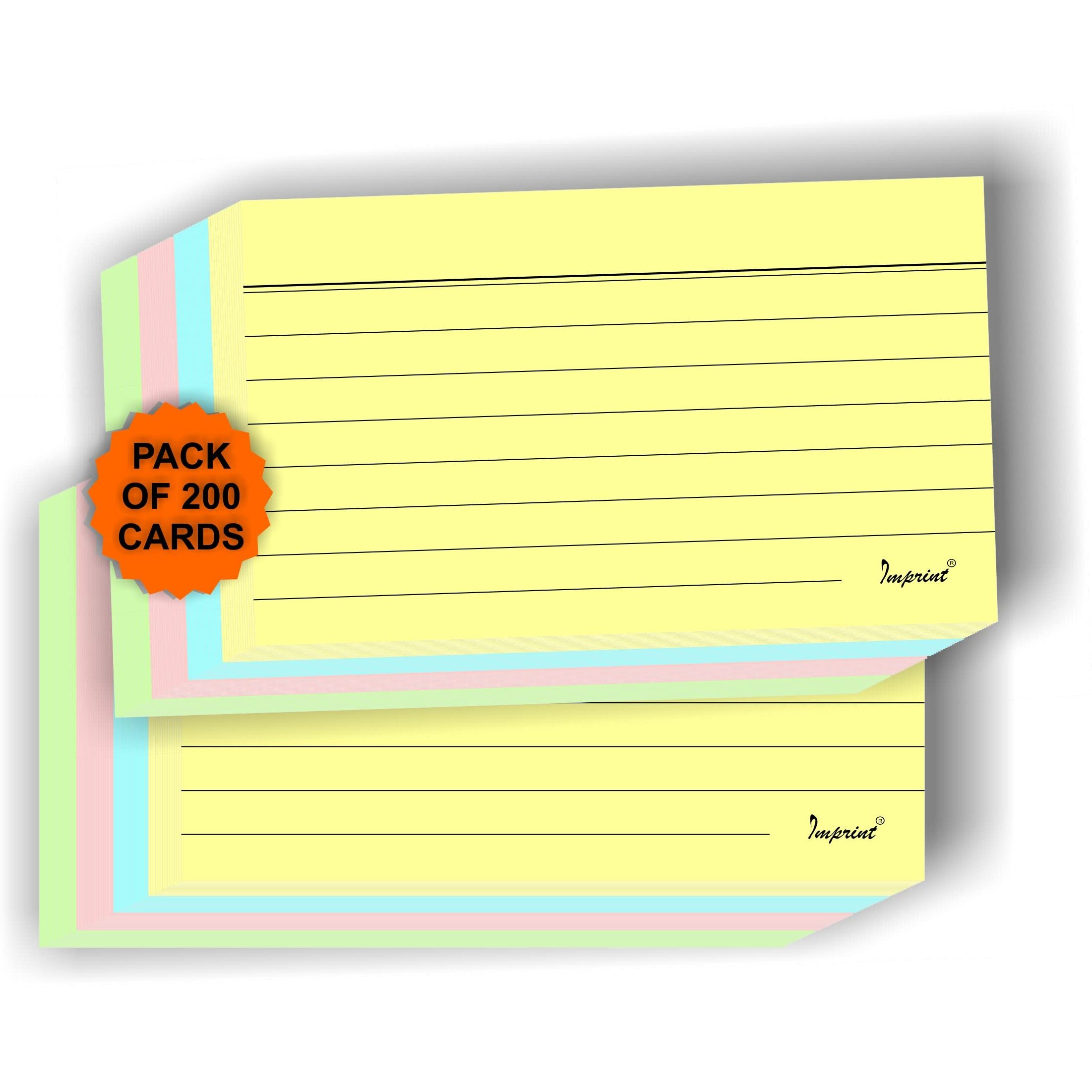 IMPRINT Ruled Index Cards | 3x5-Inch | 200 Cards| Assorted Light Colors