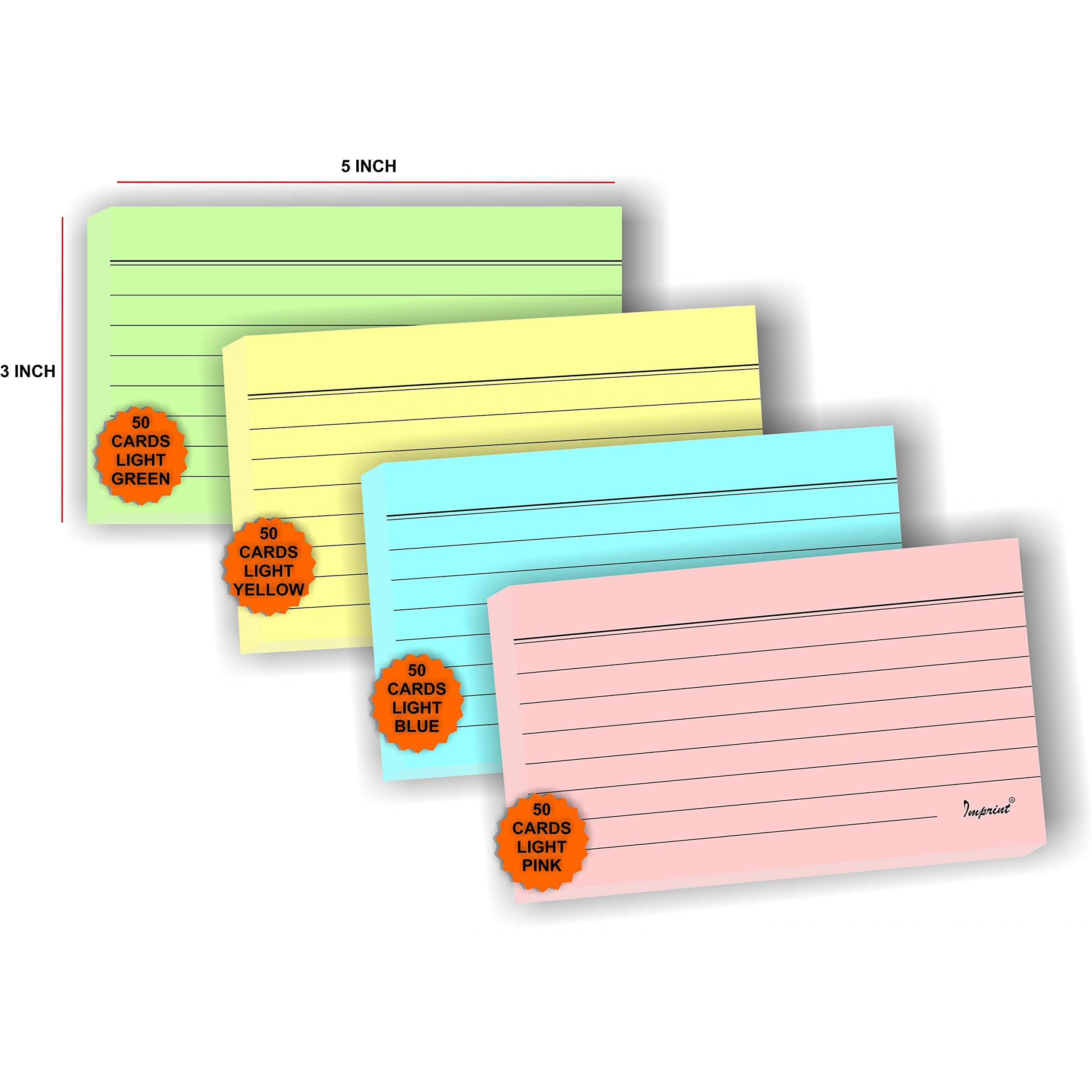 IMPRINT Ruled Index Cards | 3x5-Inch | 200 Cards| Assorted Light Colors
