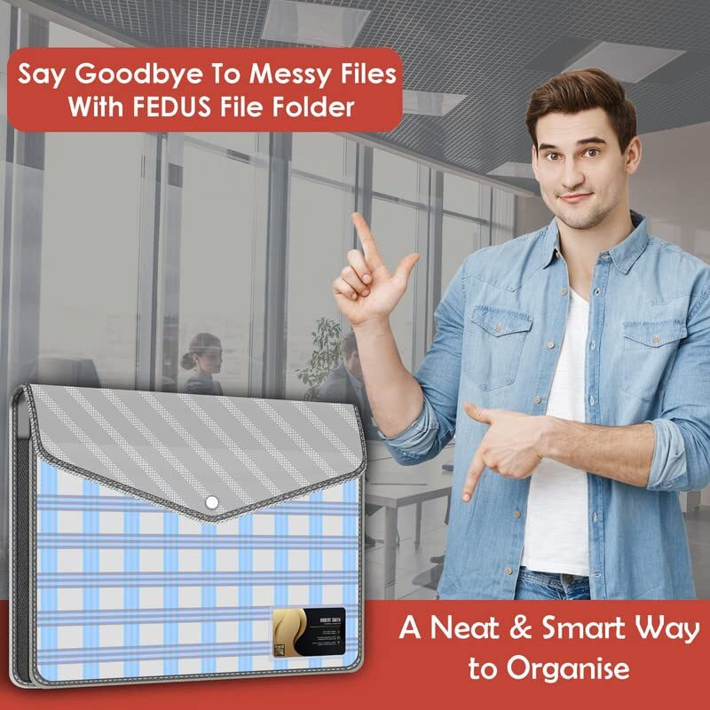 FEDUS Documents Holder Envelope Folder, Stylist Printed File Storage Bag with Snap Button Transparent Plastic File for documents Certificate File Document Folder for Certificate Black