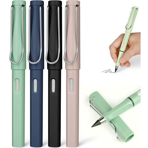 SHUTTLE ART 2pcs Eternal Pencil, Inkless Pencil, Permanent Pencil Everlasting No Sharpening, Eternal Writing Pen for Children School Artists Writing Sketch Drawing