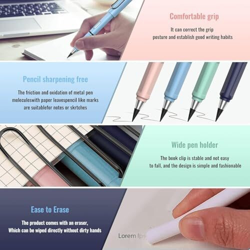 SHUTTLE ART 2pcs Eternal Pencil, Inkless Pencil, Permanent Pencil Everlasting No Sharpening, Eternal Writing Pen for Children School Artists Writing Sketch Drawing