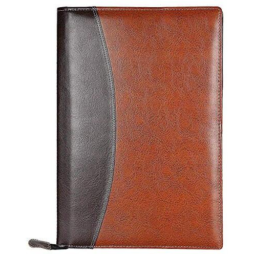 Eclet Size Document File Folder Certificates, Legal Paper Holder PU Leatherette Material Professional Waterproof Chain File Office File with 20 Leafs Mix Brown