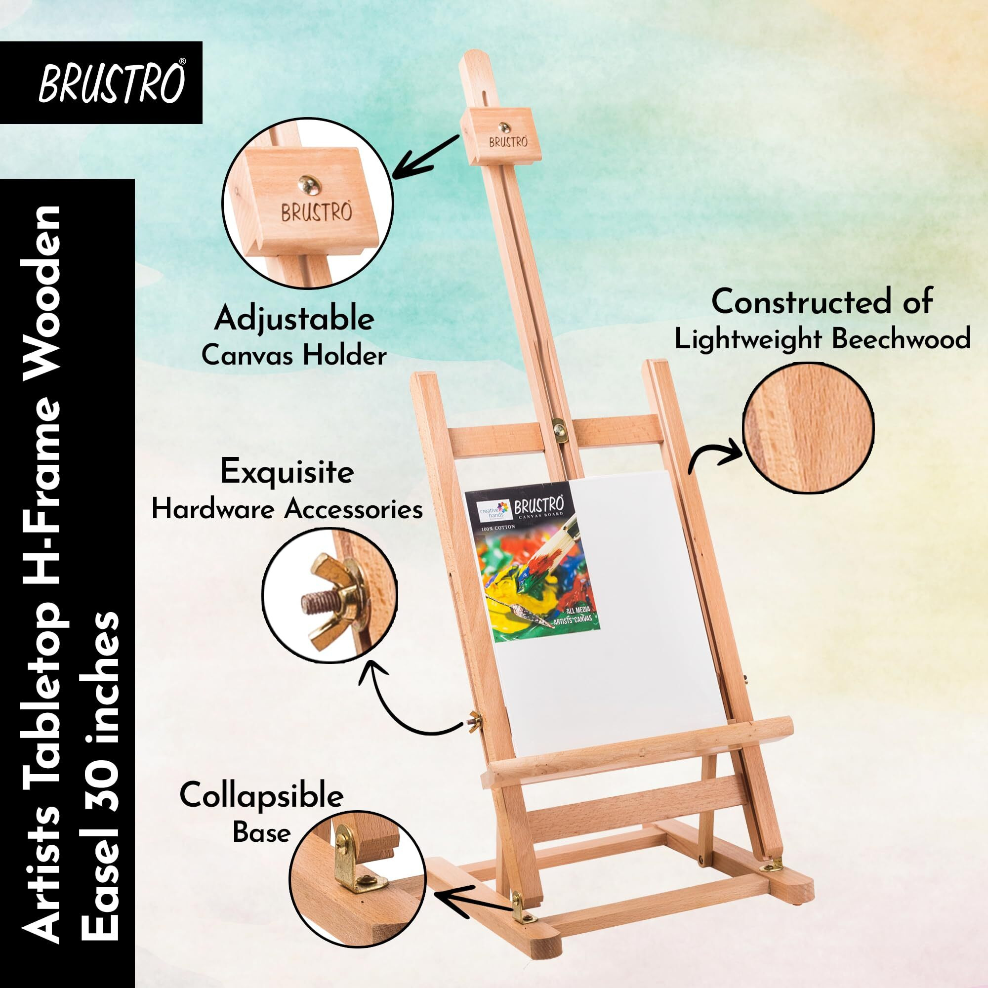 Brustro Artists Tabletop H-Frame Wooden Easel 30"