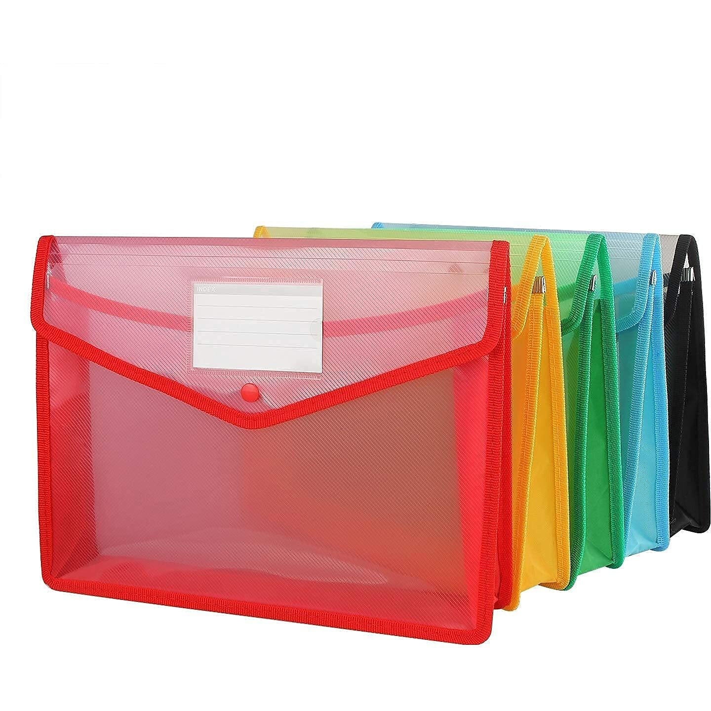 Eclet Transparent A4 Size Document File | Storage Bag with Snap Button for Certificates/Legal Documents | Set of 5 | Plastic Bags | Documents File | 5
