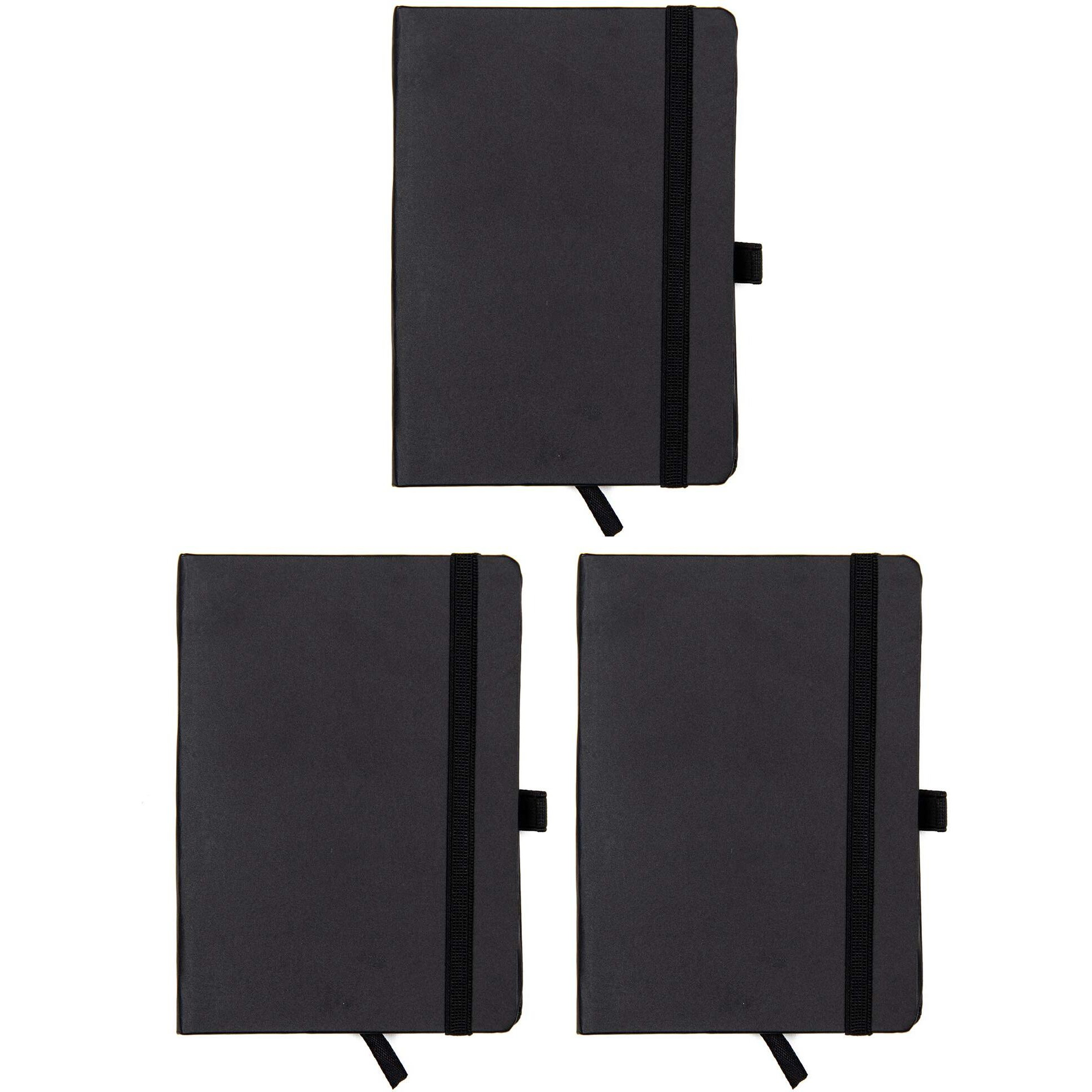 Cubic 206 A6 Size Journal with Elastic (Matte Black) - Pack of 3