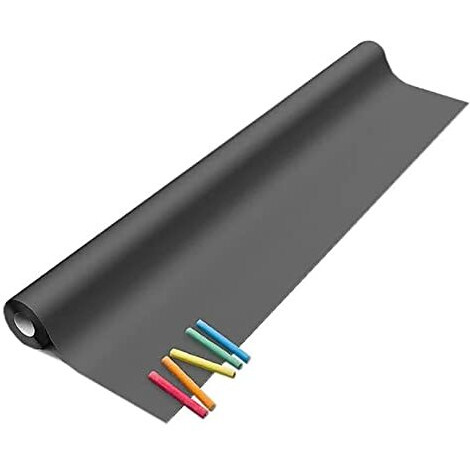 GLUN Black Matte Wall Sticker with Chalk Drawing, Self-Adhesive Removable Sticker Sheet for Shop Board, Office, Schools, Reusable, Erasable and Removable