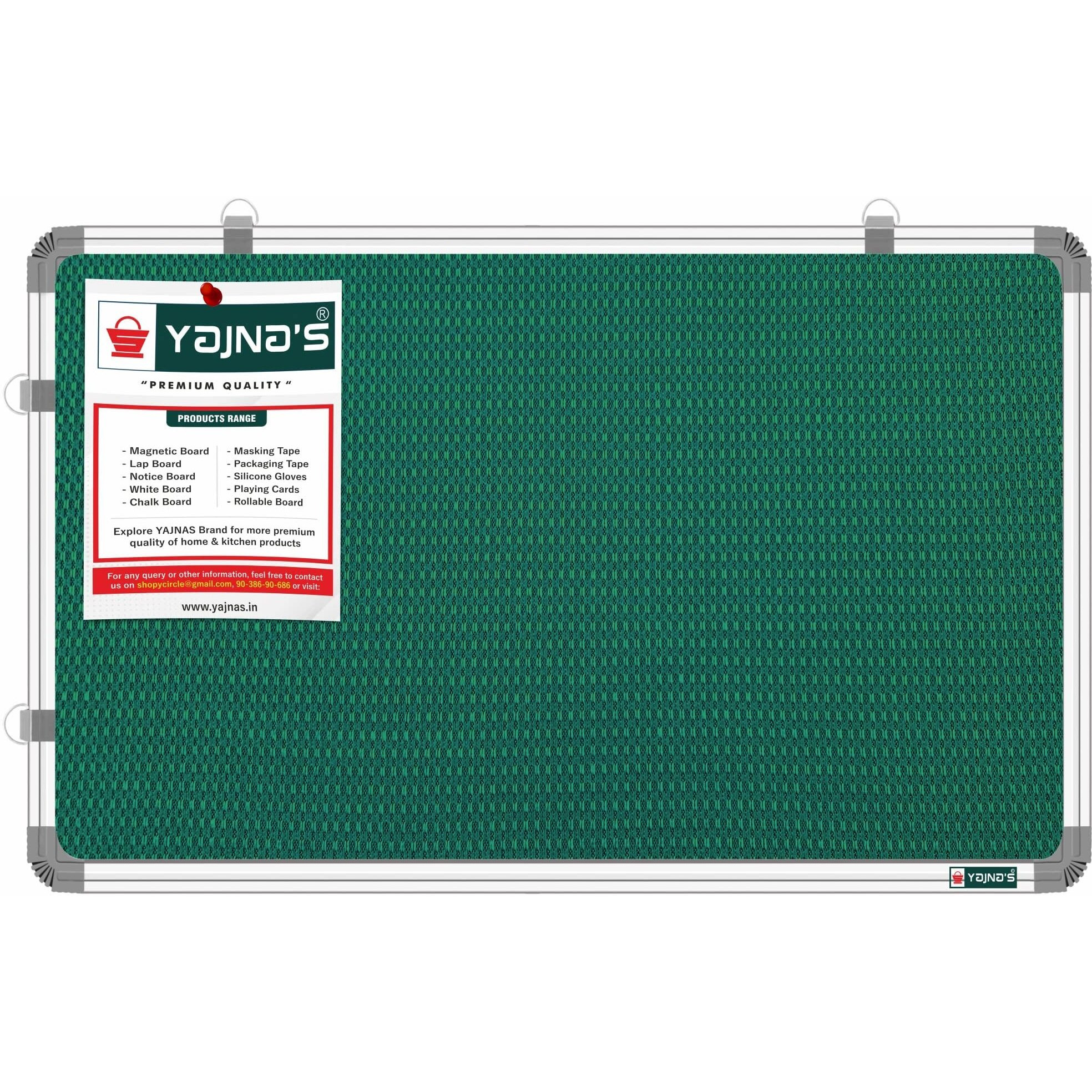 YAJNAS 2X3 Feet (59x89 CM) Premium Material Green Color Notice Board/Soft Board/Bulletin Board/Pin-up Display Board with 100 Pins for Study Room, Home, School & Office Use