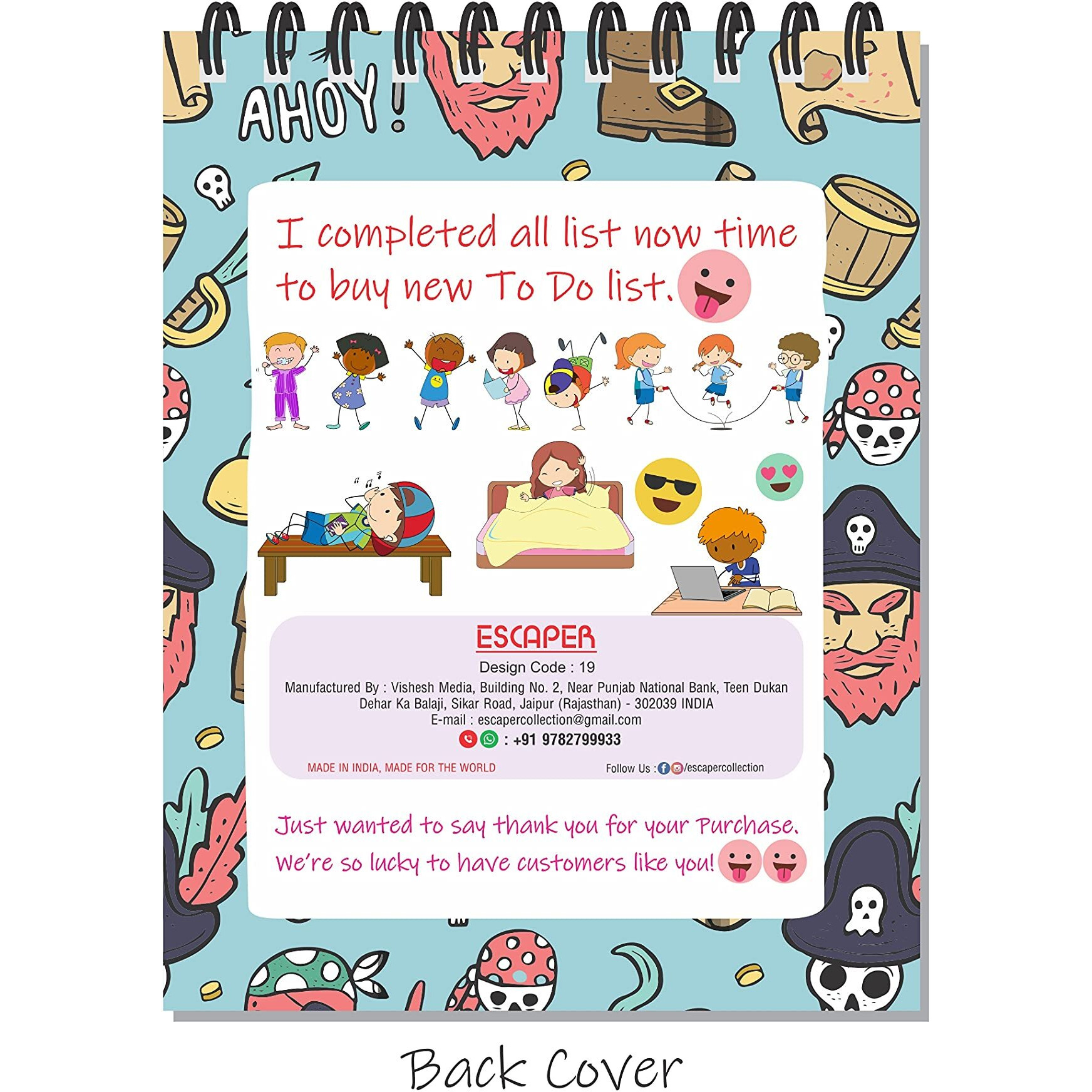 ESCAPER School & Pirates Themed To-Do List Planners Keep Your Little Ones Organized and Productive (Pack of 2 - A6 Size - 80 Sheets Each)