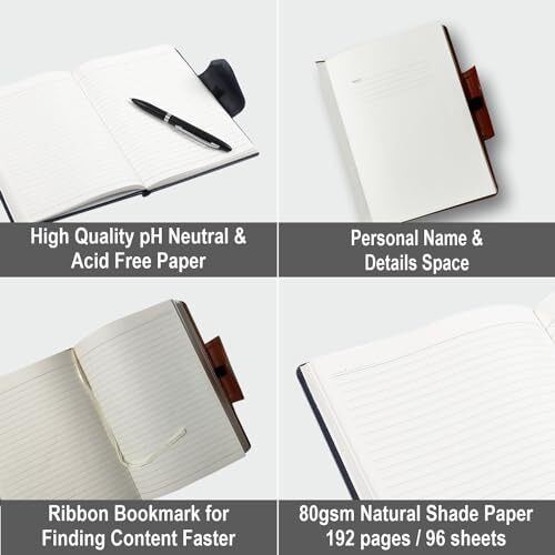 Anupam Flynn B5 Ruled Journal Notebook 192 Pages 80Gsm Lined Notebook Spongy Leather Textured PU Cover with Magnetic Closure for Engineering, Notes Taking & Writing in School and Office (Blue)