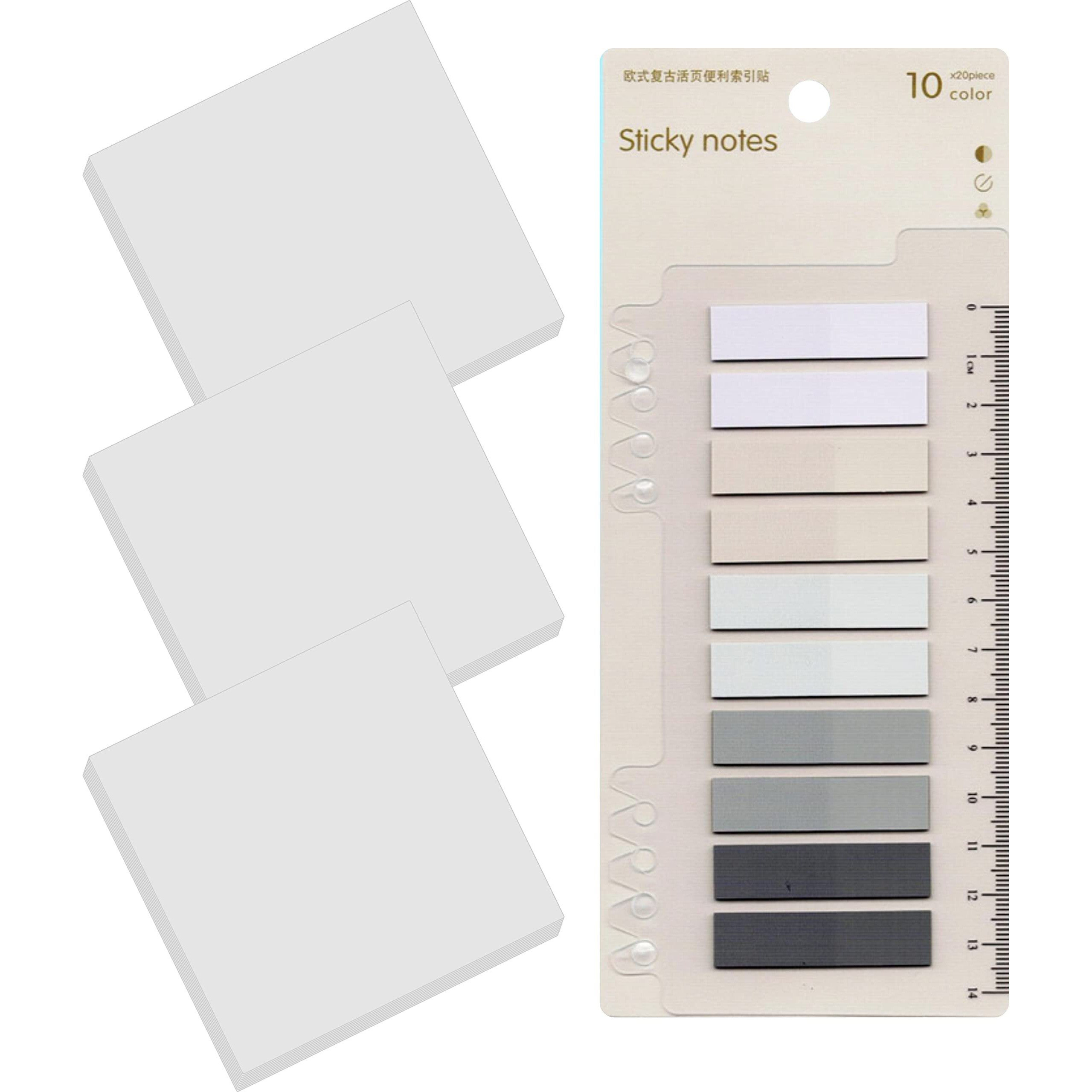 IMPRINT Combo of Self Stick Notes Transparent 150 (3 Pack of 50) with 10 Colour Flag Notes 200 (10 x 20)