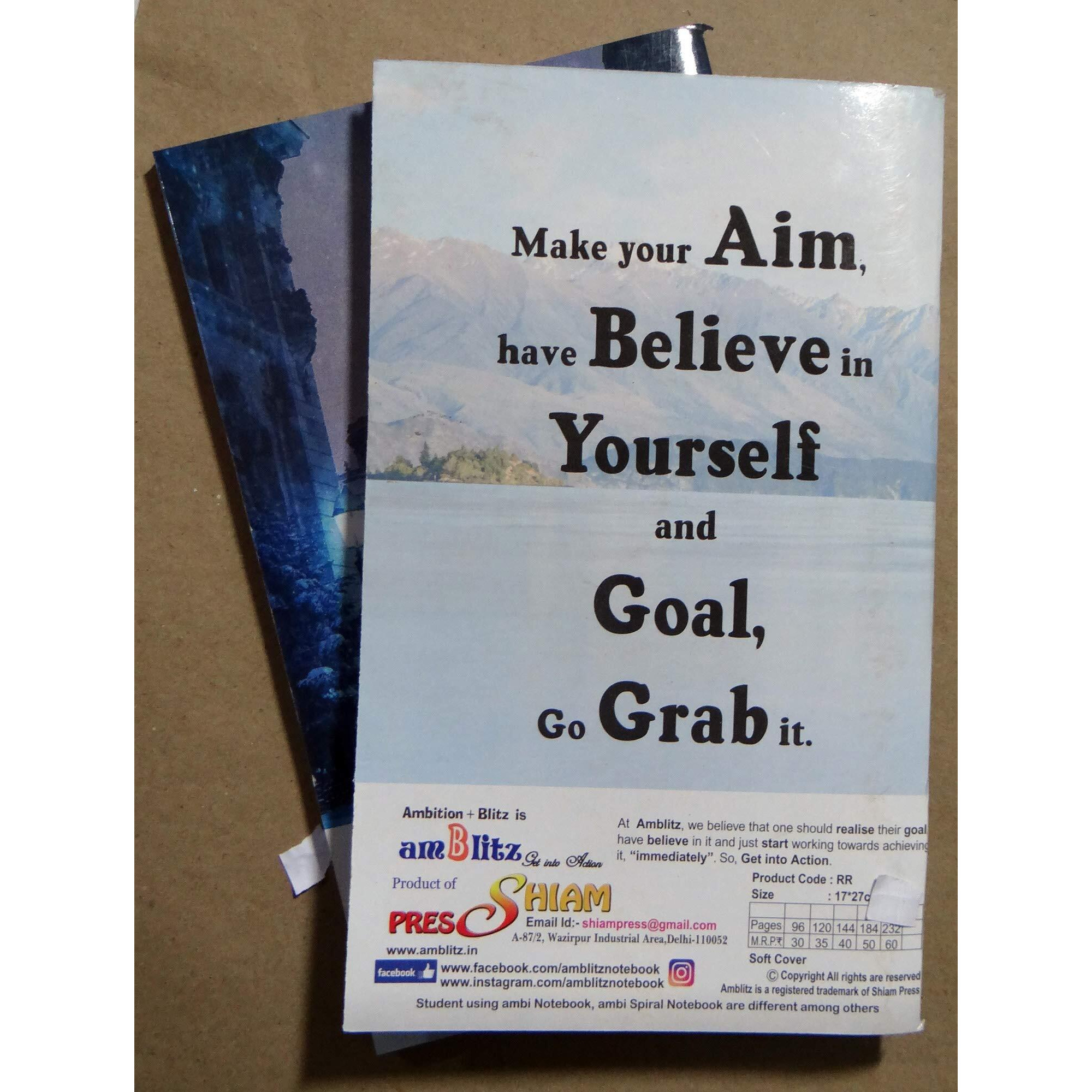 Amblitz Regular Register - Soft Cover Notebook -17 * 27 cm - 120 Pages - Single Line- Pack of 5
