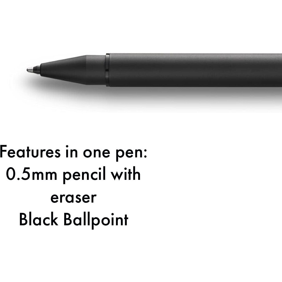 Lamy Cp 1 Multisystem Pen | Ballpoint Pen, Mechanical Pencil & Marker in One | Matte Black Lacquer Finish | with Refill Lamy M 21 Black | Pencil Lead Lamy M 41 (0.5) | Eraser Lamy Z 15