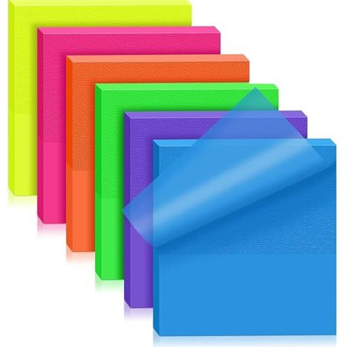 OFIXO Transparent Self-Sticky Note Pads, Clear Notes 76mm X 76mm Transparent Self Adhesive Removable Perfect for Studying and Writing, Sheet 100 Pcs (Multicolor)